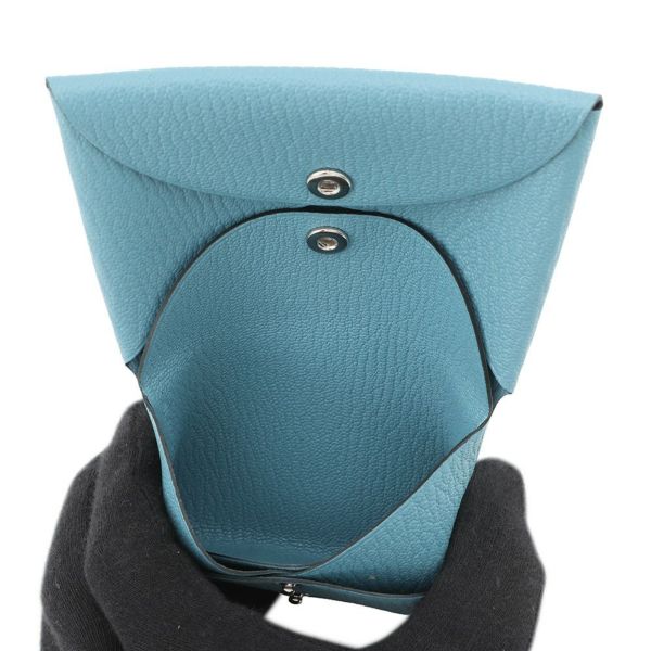 エルメス コインケース カルヴィ デュオ ニューブルージーン/シルバー金具 シェブルミゾル K刻印 財布