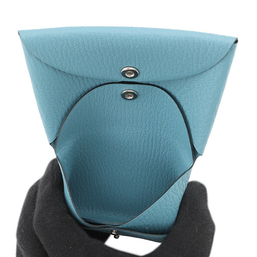エルメス コインケース カルヴィ デュオ ニューブルージーン/シルバー金具 シェブルミゾル K刻印 財布