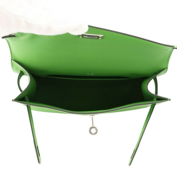 エルメス ハンドバッグ ポシェットケリー ヴェールユッカ/シルバー金具 スイフト K刻印