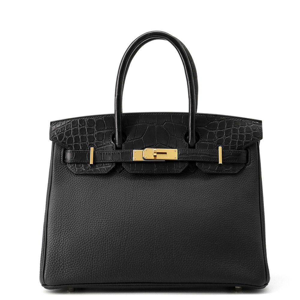 エルメス バーキン30 タッチ ブラック/ゴールド金具 トゴ/アリゲーターマット Y刻印 HERMES Birkin ハンドバッグ 黒