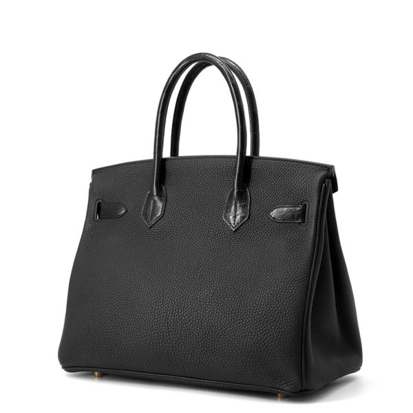 エルメス バーキン30 タッチ ブラック/ゴールド金具 トゴ/アリゲーターマット Y刻印 HERMES Birkin ハンドバッグ 黒