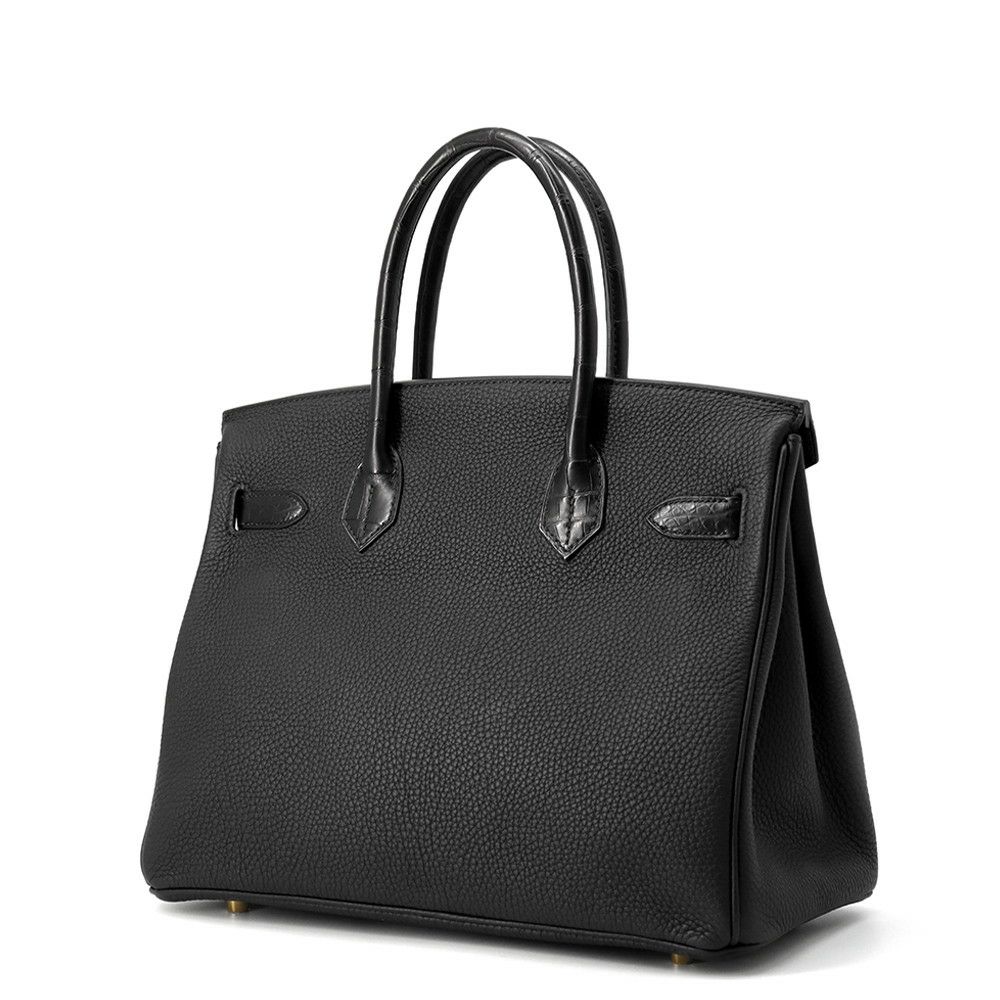 エルメス バーキン30 タッチ ブラック/ゴールド金具 トゴ/アリゲーターマット Y刻印 HERMES Birkin ハンドバッグ 黒