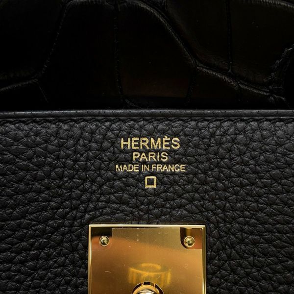 エルメス バーキン30 タッチ ブラック/ゴールド金具 トゴ/アリゲーターマット Y刻印 HERMES Birkin ハンドバッグ 黒