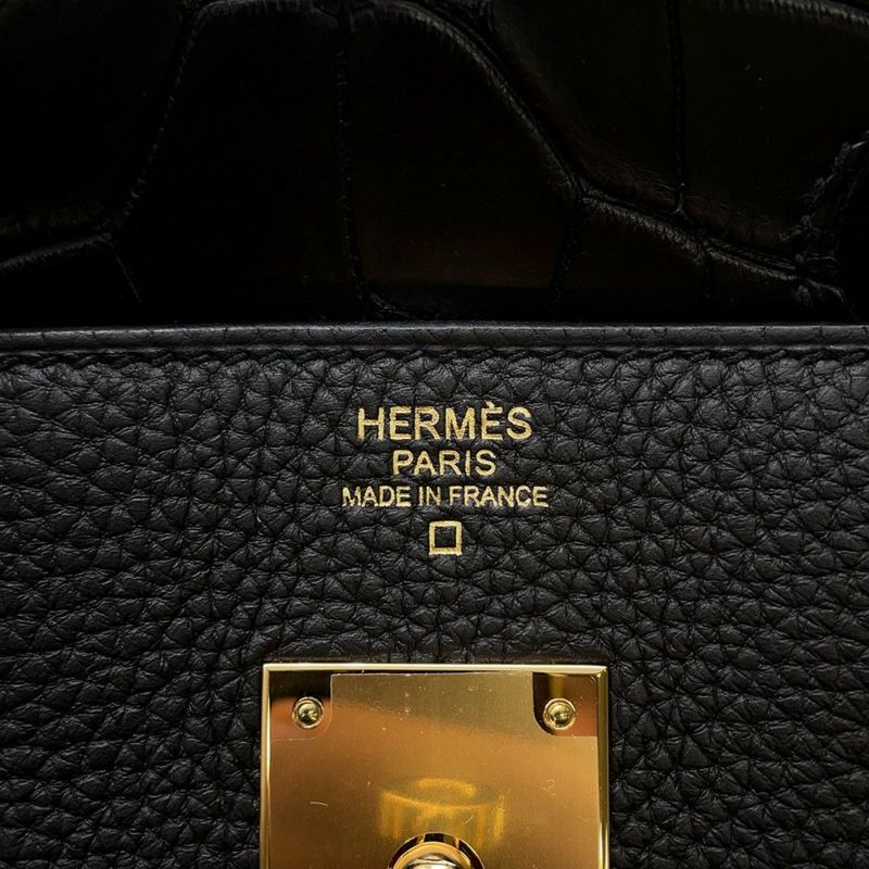 エルメス バーキン30 タッチ ブラック/ゴールド金具 トゴ/アリゲーターマット Y刻印 HERMES Birkin ハンドバッグ 黒