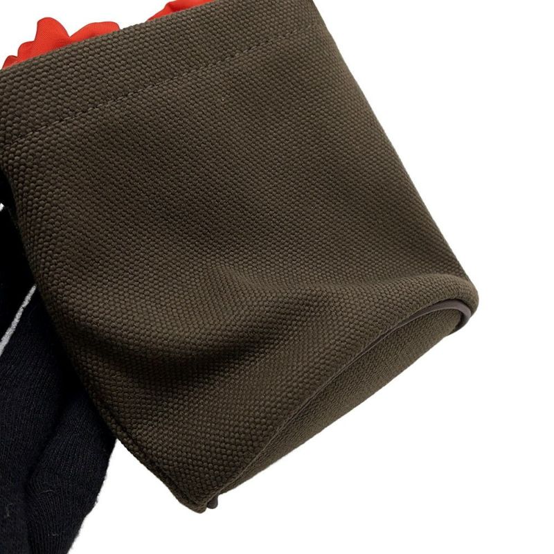 エルメス 犬用トリーツ ポーチ オン ザ ゴー カーキ/シルバー金具 キャンバス B刻印 HERMES 小物入れ