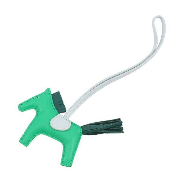 エルメス バッグチャーム ロデオ PM ミント/マラカイト/ブルーブリュム ラムスキン Y刻印