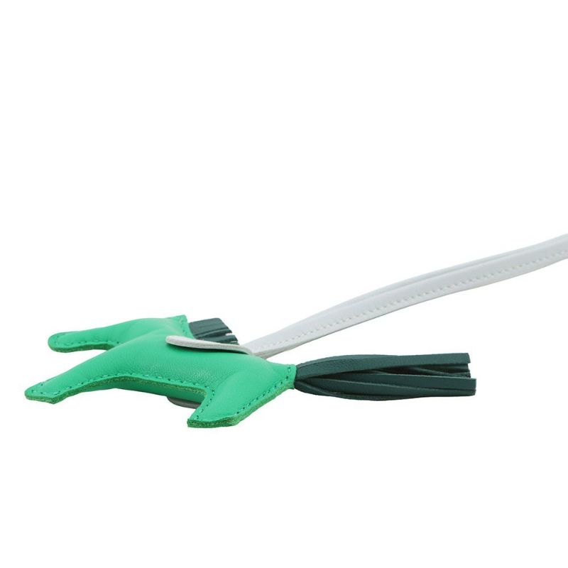 エルメス バッグチャーム ロデオ PM ミント/マラカイト/ブルーブリュム ラムスキン Y刻印