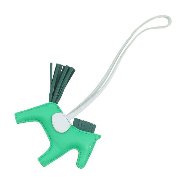 エルメス バッグチャーム ロデオ PM ミント/マラカイト/ブルーブリュム ラムスキン Y刻印