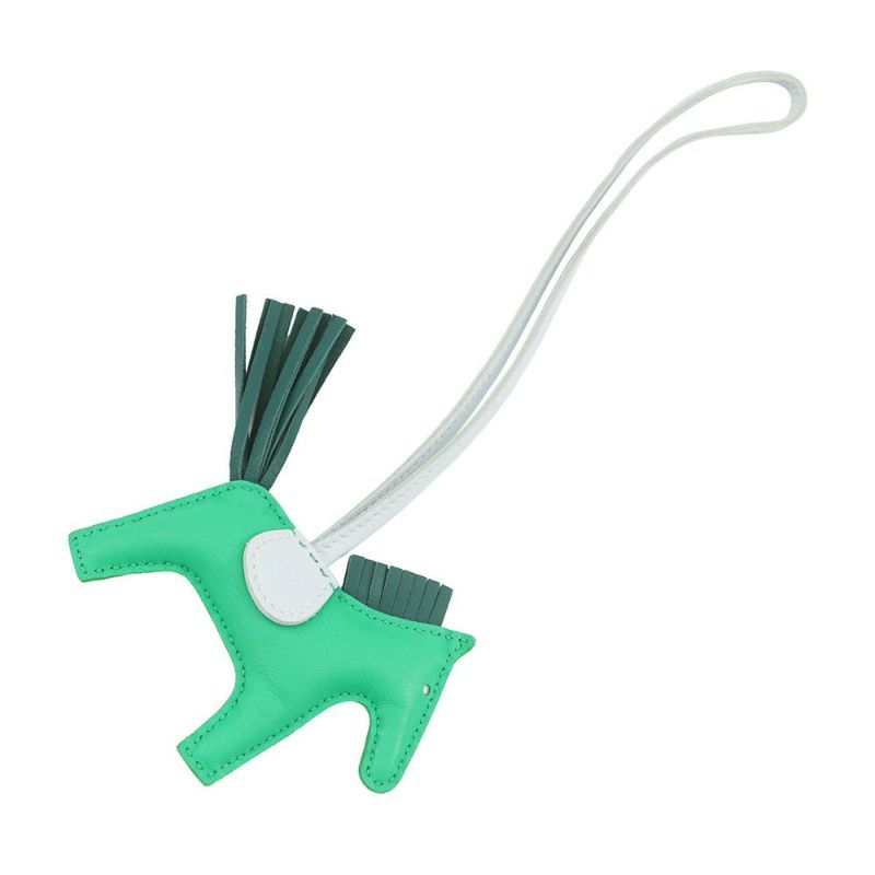 エルメス バッグチャーム ロデオ PM ミント/マラカイト/ブルーブリュム ラムスキン Y刻印