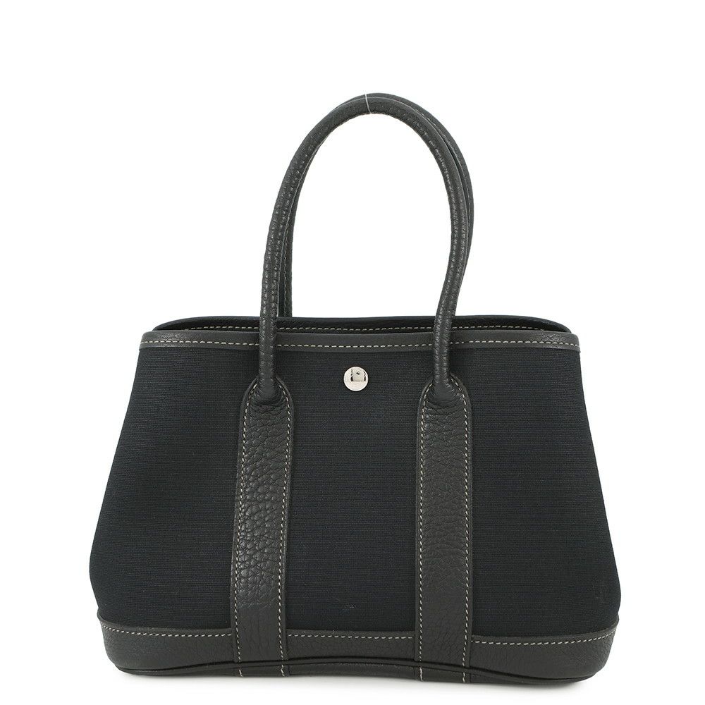 エルメス トートバッグ ガーデンパーティTTPM ブラック/シルバー金具 トワルオフィシエ/ネゴンダ □H刻印 黒