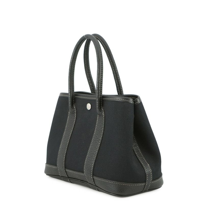 エルメス トートバッグ ガーデンパーティTTPM ブラック/シルバー金具 トワルオフィシエ/ネゴンダ □H刻印 黒