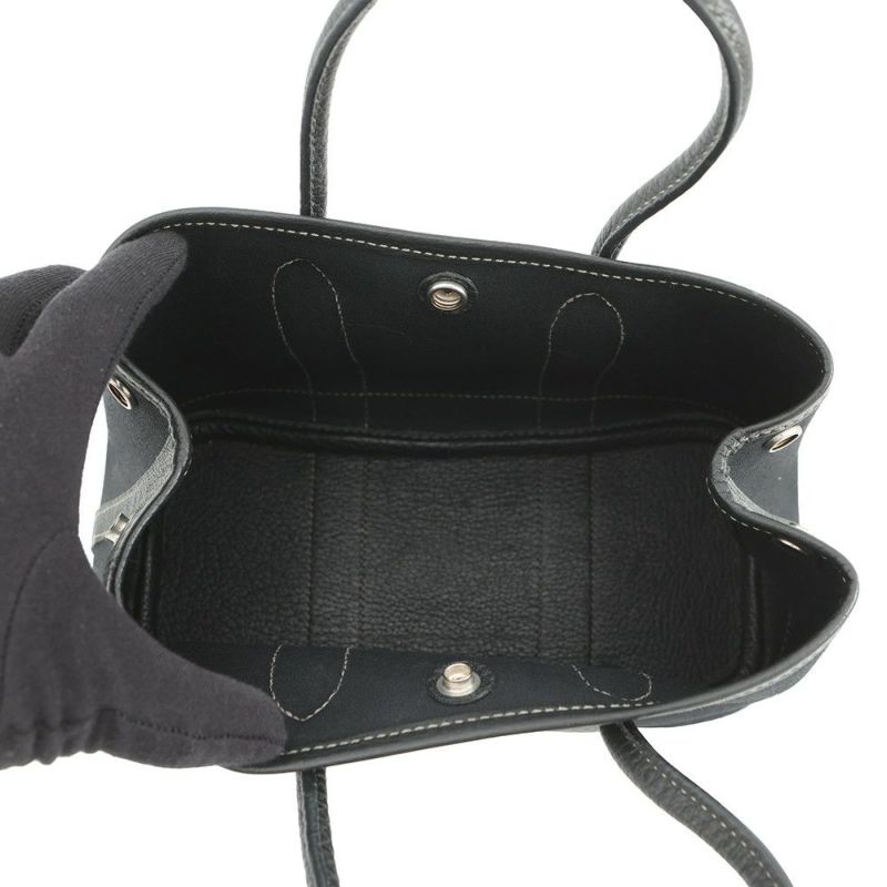 エルメス トートバッグ ガーデンパーティTTPM ブラック/シルバー金具 トワルオフィシエ/ネゴンダ □H刻印 黒