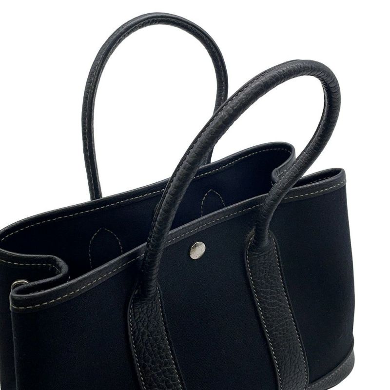 エルメス トートバッグ ガーデンパーティTTPM ブラック/シルバー金具 トワルオフィシエ/ネゴンダ □H刻印 黒