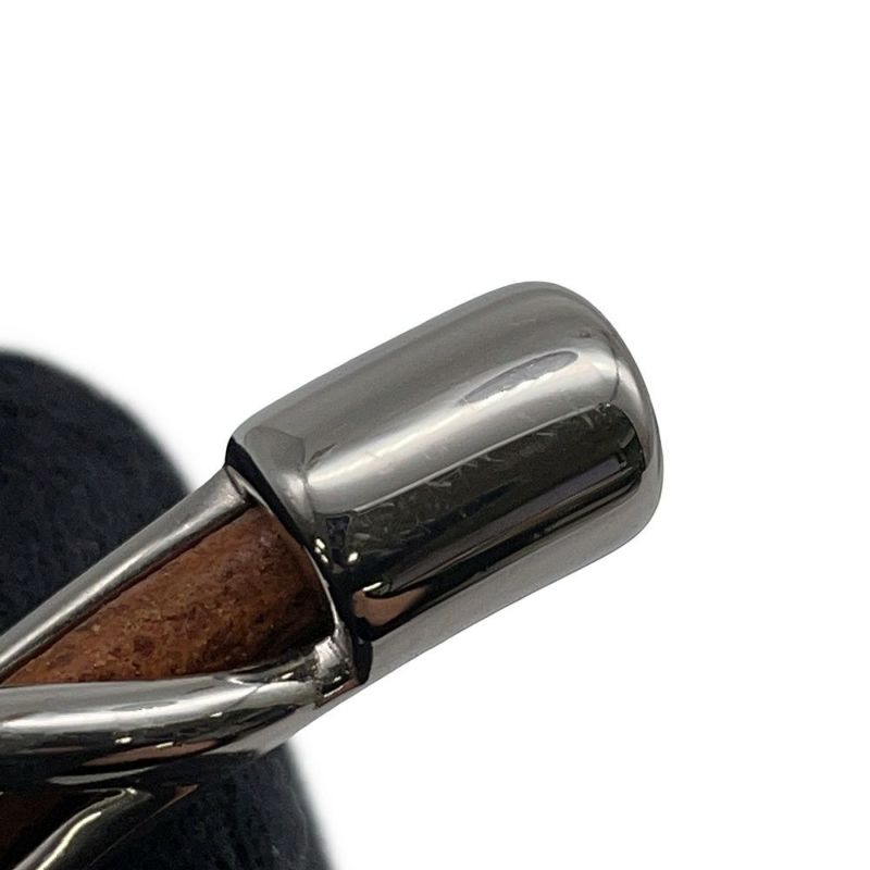 エルメス ブレスレット トルサード オープン バングル ブラウン/シルバー金具 サイズT4 HERMES アクセサリー