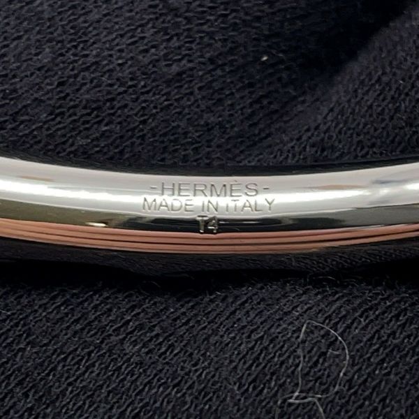 エルメス ブレスレット トルサード オープン バングル ブラウン/シルバー金具 サイズT4 HERMES アクセサリー