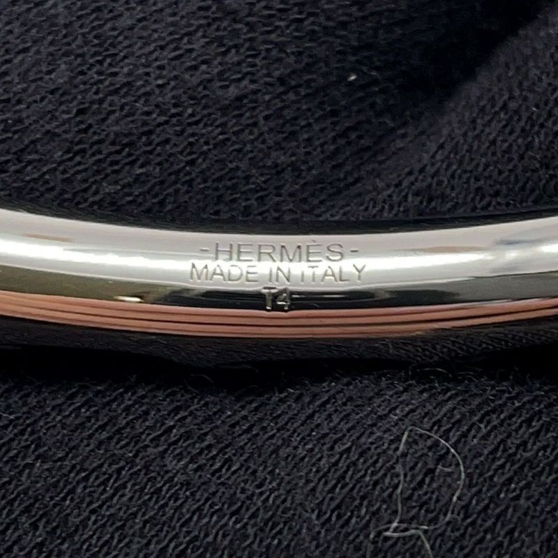 エルメス ブレスレット トルサード オープン バングル ブラウン/シルバー金具 サイズT4 HERMES アクセサリー