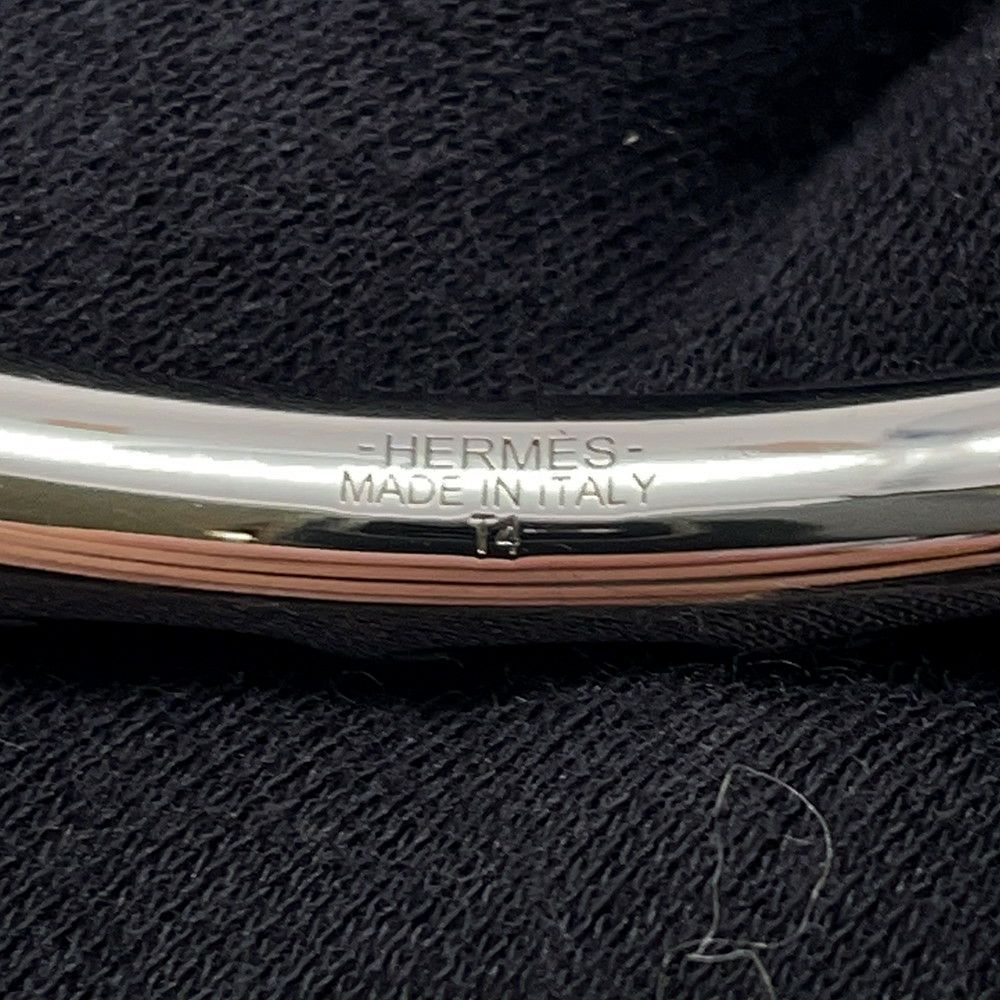 エルメス ブレスレット トルサード オープン バングル ブラウン/シルバー金具 サイズT4 HERMES アクセサリー