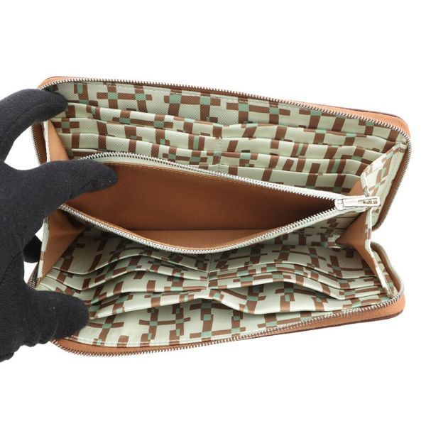 エルメス 長財布 アザップロング シルクイン ゴールド/シルバー金具 エプソン B刻印 HERMES 財布