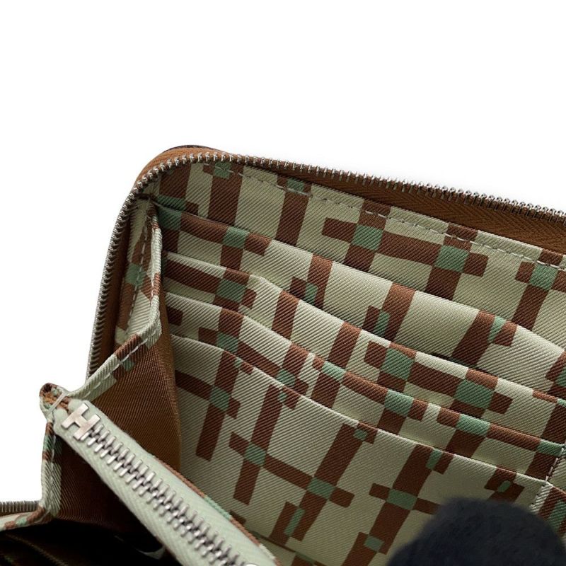 エルメス 長財布 アザップロング シルクイン ゴールド/シルバー金具 エプソン B刻印 HERMES 財布