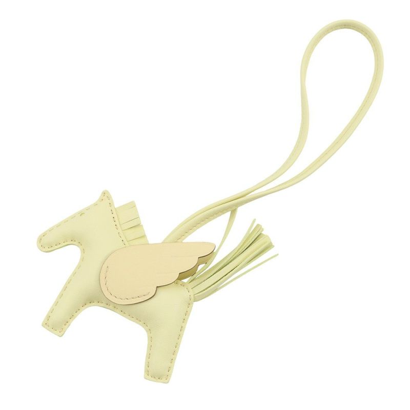 エルメス バッグチャーム ロデオPM ペガサス ジョーヌミルトン ラムスキン W刻印