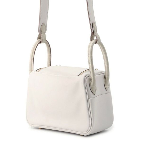 エルメス リンディ ミニ パールグレー/べトン/ゴールド金具 スイフト/アリゲーターマット W刻印 2wayショルダー