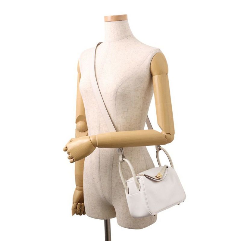 エルメス リンディ ミニ パールグレー/べトン/ゴールド金具 スイフト/アリゲーターマット W刻印 2wayショルダー