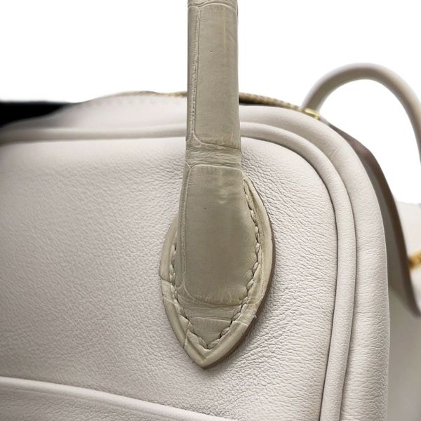 エルメス リンディ ミニ パールグレー/べトン/ゴールド金具 スイフト/アリゲーターマット W刻印 2wayショルダー