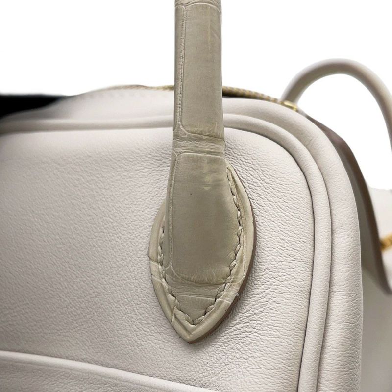 エルメス リンディ ミニ パールグレー/べトン/ゴールド金具 スイフト/アリゲーターマット W刻印 2wayショルダー