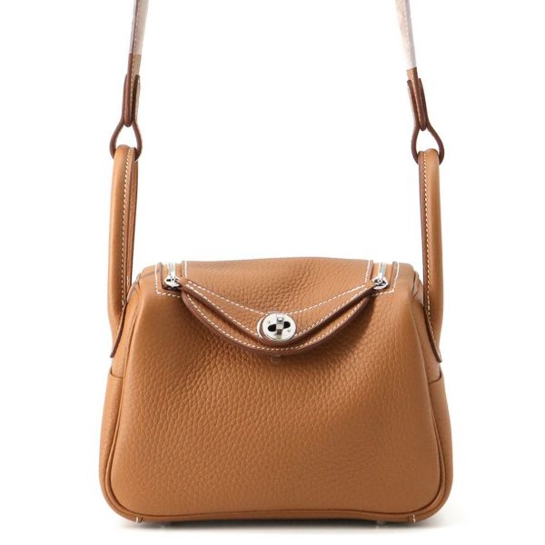 エルメス リンディ ミニ ゴールド/シルバー金具 トリヨンクレマンス K刻印 2wayショルダー