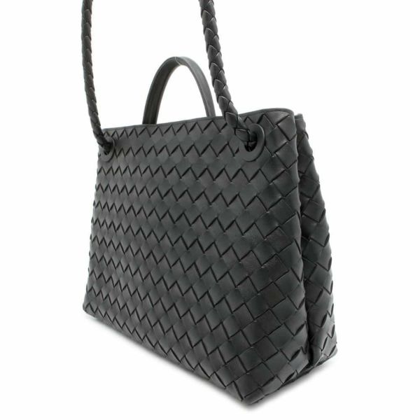 ボッテガヴェネタ ハンドバッグ イントレチャート アンディアーモ ミディアム ラムスキン 766016 BOTTEGA VENETA 2wayショルダー 黒