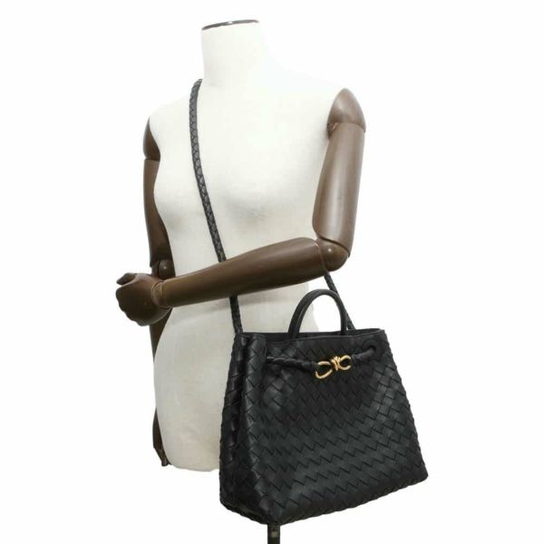 ボッテガヴェネタ ハンドバッグ イントレチャート アンディアーモ ミディアム ラムスキン 766016 BOTTEGA VENETA 2wayショルダー 黒