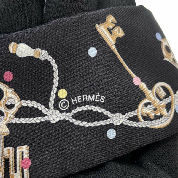 エルメス スカーフ ツイリー レ・クレ・ア・ポア Les Cles a Pois HERMES シルクツイル 2022年春夏 黒