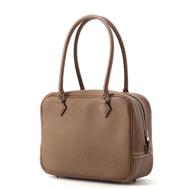 エルメス ハンドバッグ プリュム ミニ エトゥープ/シルバー金具 シェブルミゾル K刻印 HERMES バッグ シェーブル