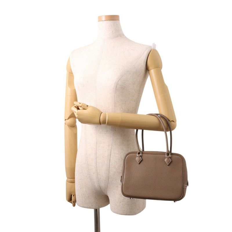 エルメス ハンドバッグ プリュム ミニ エトゥープ/シルバー金具 シェブルミゾル K刻印 HERMES バッグ シェーブル