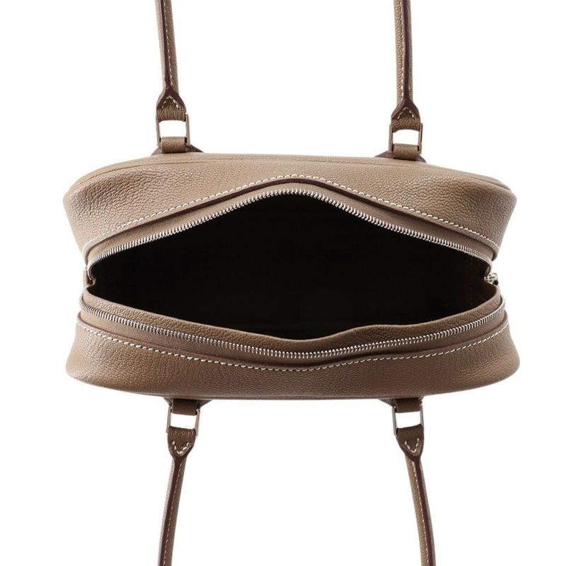 エルメス ハンドバッグ プリュム ミニ エトゥープ/シルバー金具 シェブルミゾル K刻印 HERMES バッグ シェーブル