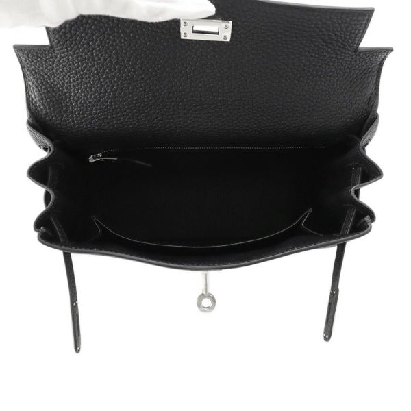 エルメス ハンドバッグ ケリー25 内縫い ブラック/シルバー金具 トゴ K刻印 2wayショルダー 黒