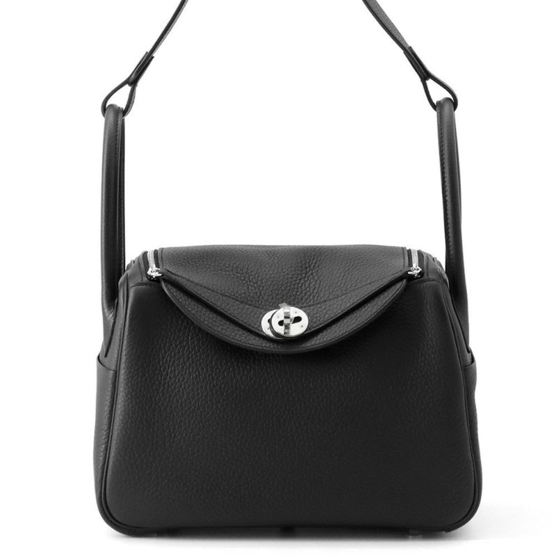 エルメス ハンドバッグ リンディ26 ブラック/シルバー金具 トリヨンクレマンス K刻印 2wayショルダー 黒