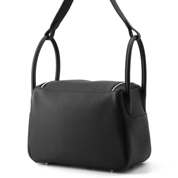 エルメス ハンドバッグ リンディ26 ブラック/シルバー金具 トリヨンクレマンス K刻印 2wayショルダー 黒