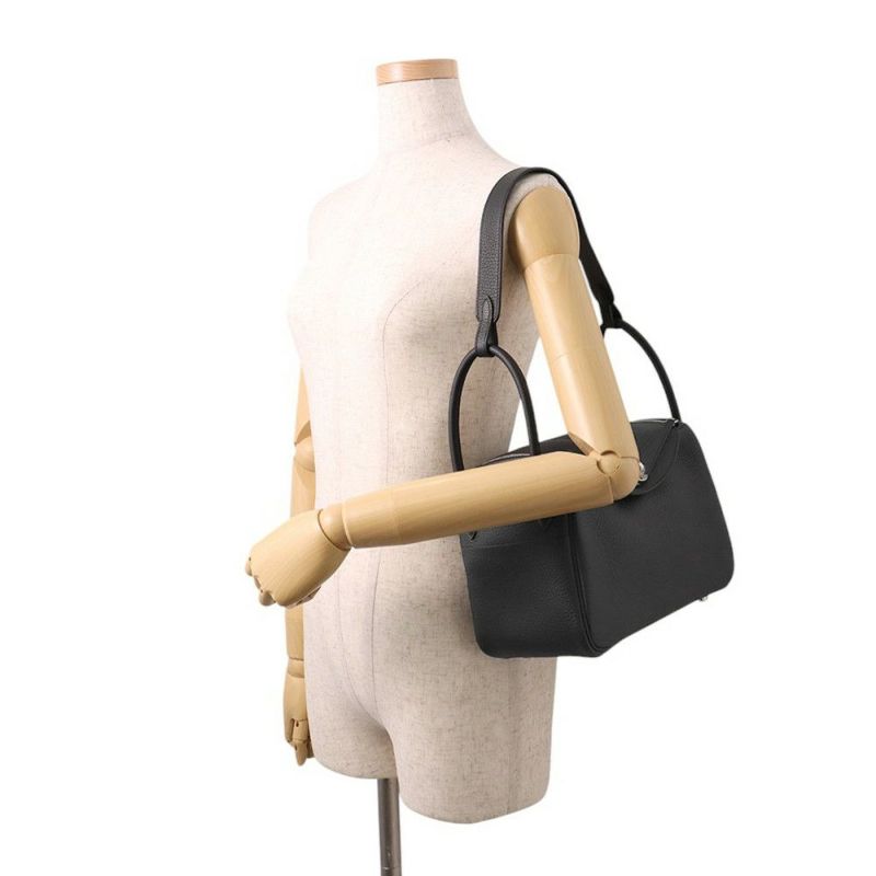 エルメス ハンドバッグ リンディ26 ブラック/シルバー金具 トリヨンクレマンス K刻印 2wayショルダー 黒