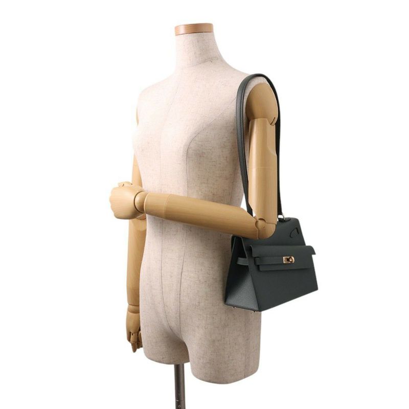 エルメス ショルダー バッグ ケリー20 無秩序 外縫い ヴェールマングローブ/シャンパンゴールド金具 エプソン K刻印