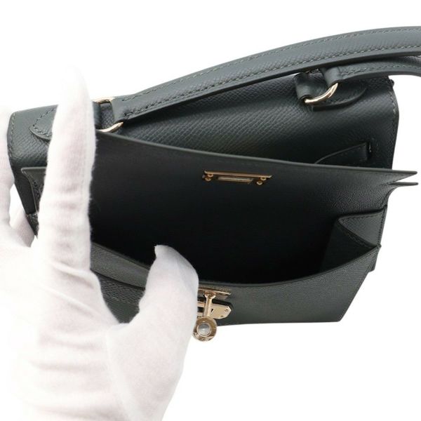 エルメス ショルダー バッグ ケリー20 無秩序 外縫い ヴェールマングローブ/シャンパンゴールド金具 エプソン K刻印