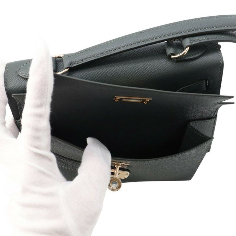エルメス ショルダー バッグ ケリー20 無秩序 外縫い ヴェールマングローブ/シャンパンゴールド金具 エプソン K刻印