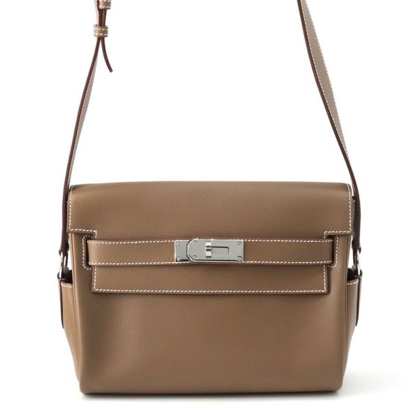 エルメス ケリーメッセンジャーPM エトゥープ/シルバー金具 エバーカラー W刻印 HERMES メンズ