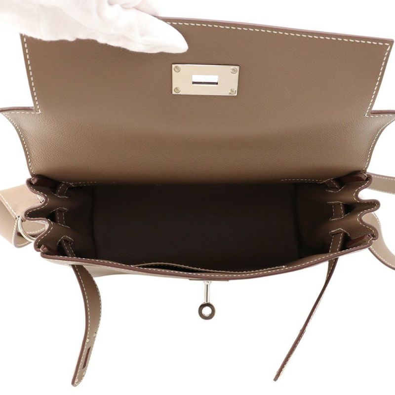 エルメス ケリーメッセンジャーPM エトゥープ/シルバー金具 エバーカラー W刻印 HERMES メンズ