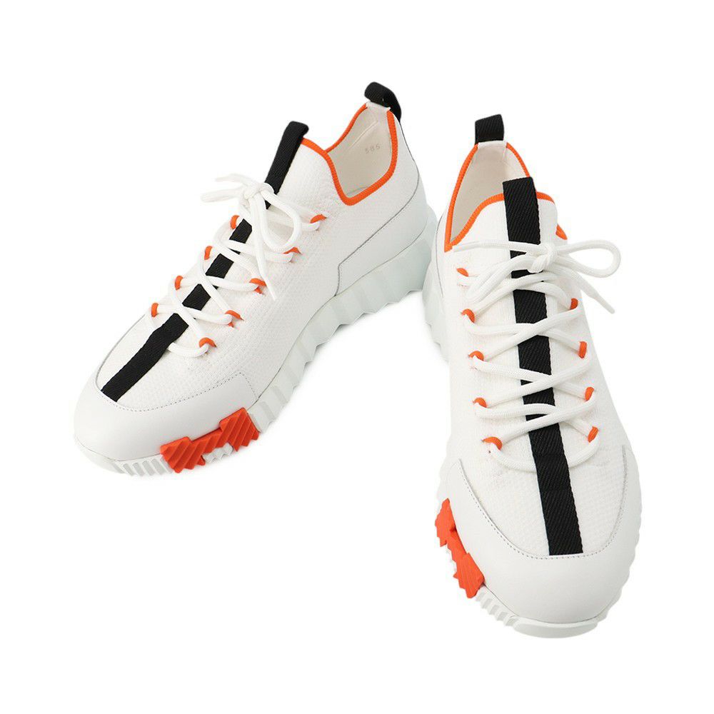 エルメス スニーカー リフト ニット カーフレザー レディースサイズ38.5 HERMES 靴 白