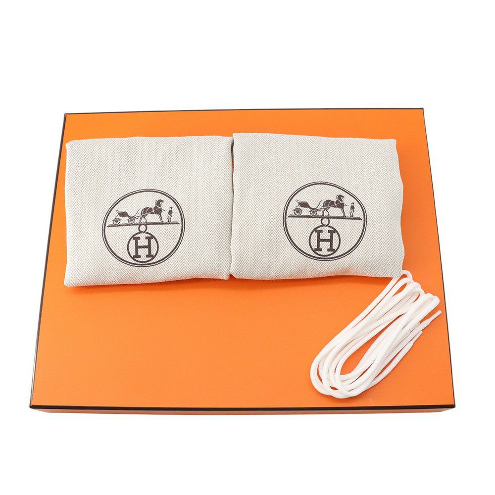 エルメス スニーカー リフト ニット カーフレザー レディースサイズ38.5 HERMES 靴 白