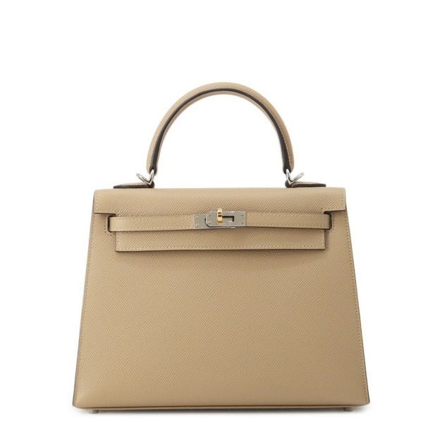 エルメス ハンドバッグ ケリー25 外縫い プシエール/エレクトラム金具 エプソン K刻印 2wayショルダー