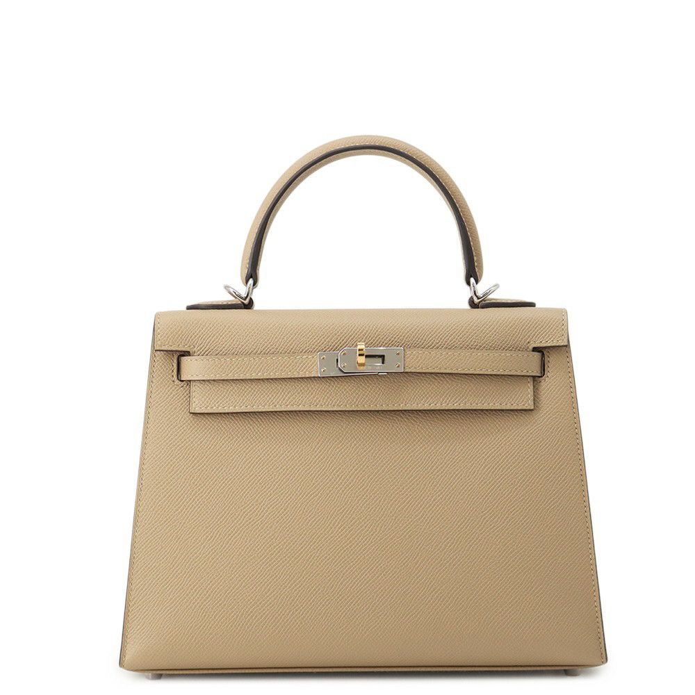 エルメス ハンドバッグ ケリー25 外縫い プシエール/エレクトラム金具 エプソン K刻印 2wayショルダー