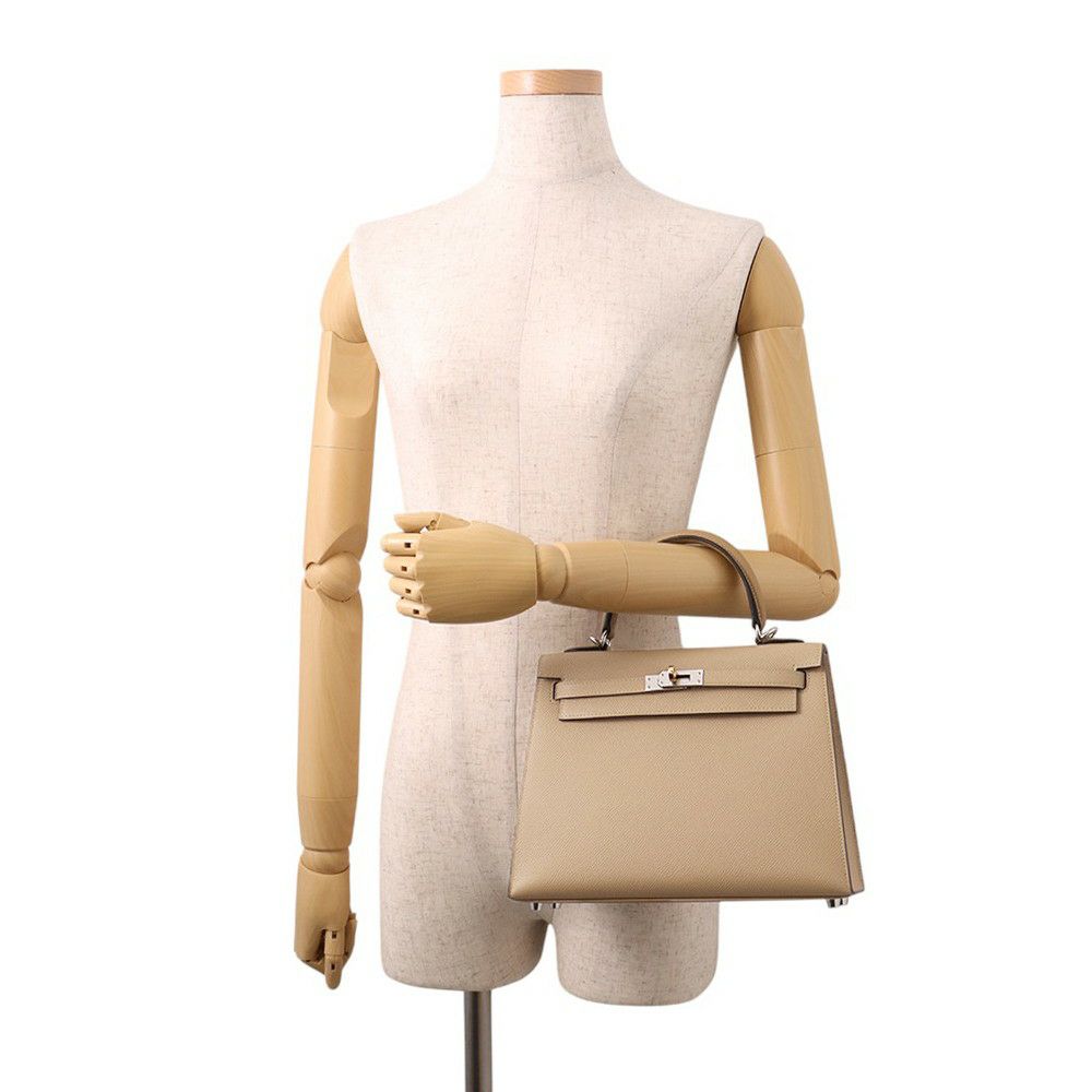 エルメス ハンドバッグ ケリー25 外縫い プシエール/エレクトラム金具 エプソン K刻印 2wayショルダー