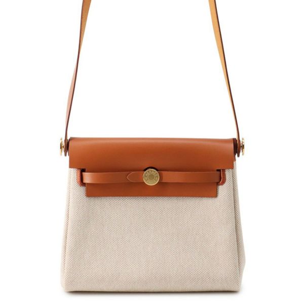 エルメス ショルダーバッグ エールバッグジップ ミニ フォーブ/エクリュ/ゴールド金具 トワルアッシュ/ヴァッシュハンター K刻印